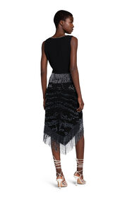 RC Fringed Bead-Embellished Dress Black JQR156-HR005