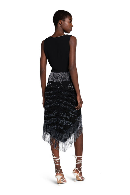 RC Fringed Bead-Embellished Dress RC Fringed Bead-Embellished Dress Black JQR156-HR005
