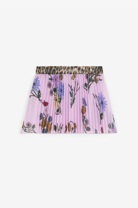 JU Pleated Floral-Print Skirt JU Pleated Floral-Print Skirt Purple RJT30B-5LH89
