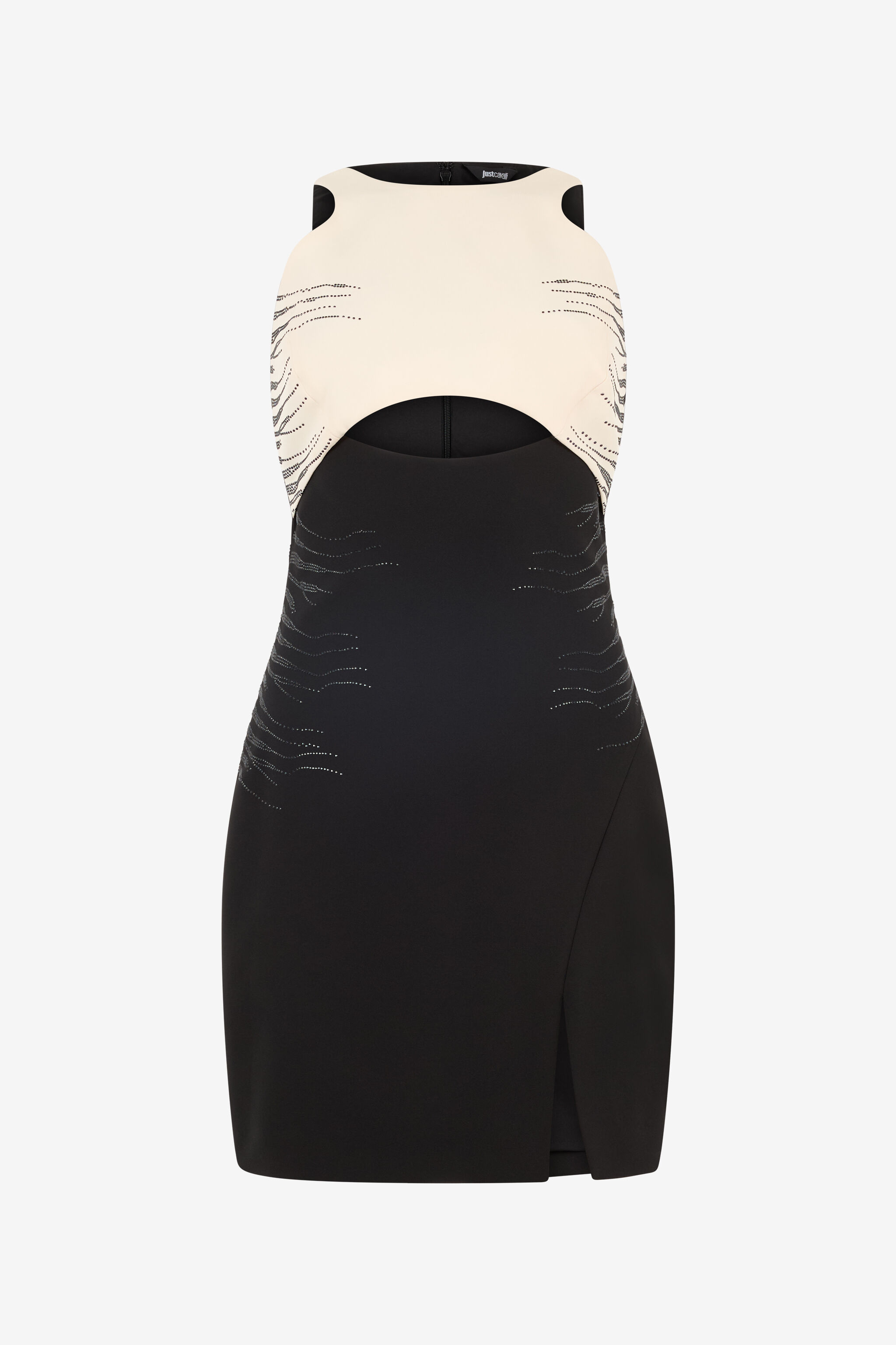 JC Mini-Robe Bicolore Avec Découpes Noir/Ivoire UFT172-UF238