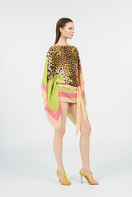 RC Kaftano in Seta con Stampa Cavalli Pop LIGHT GREEN WQT725-SQR33