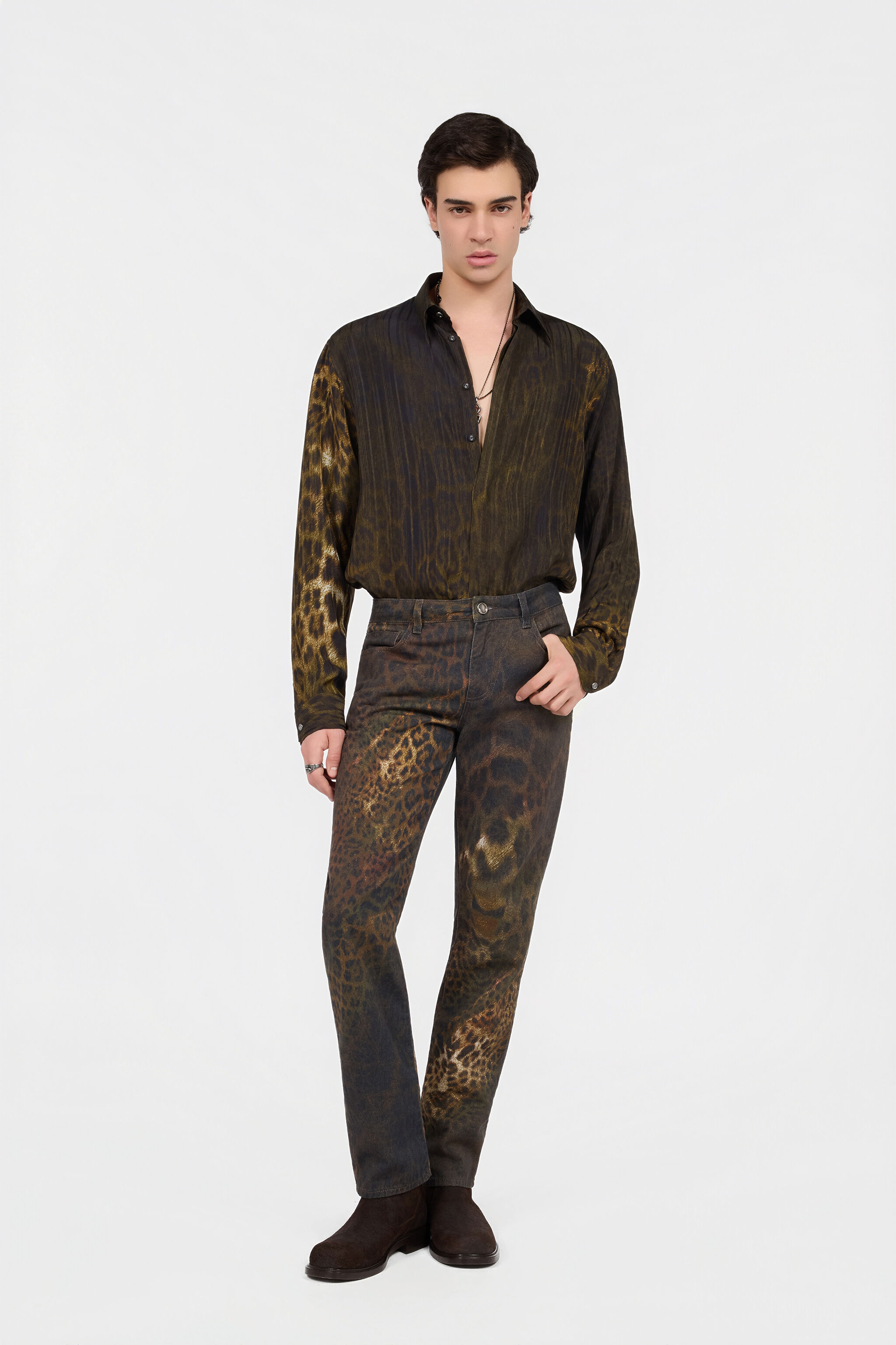 RC Camisa con Estampado Jaguar DARK GREEN/BLACK XNT712-4QR30