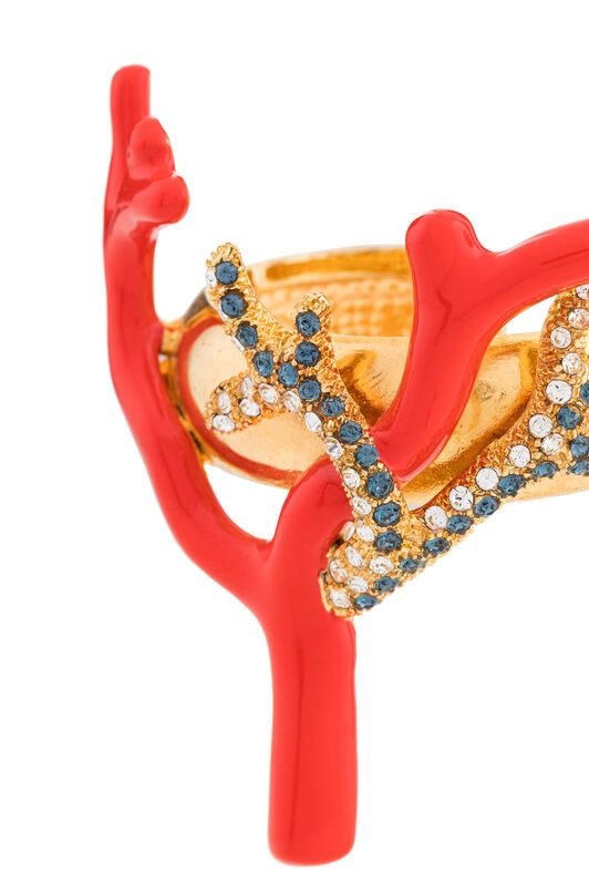 HO Crystal-Embellished Coral Napkin Holder HO Crystal-Embellished Coral Napkin Holder Oro 236720-CCR02