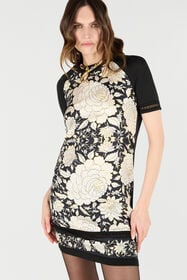RC Mini Dress With Floral Print Black/White VQM105-MQ002