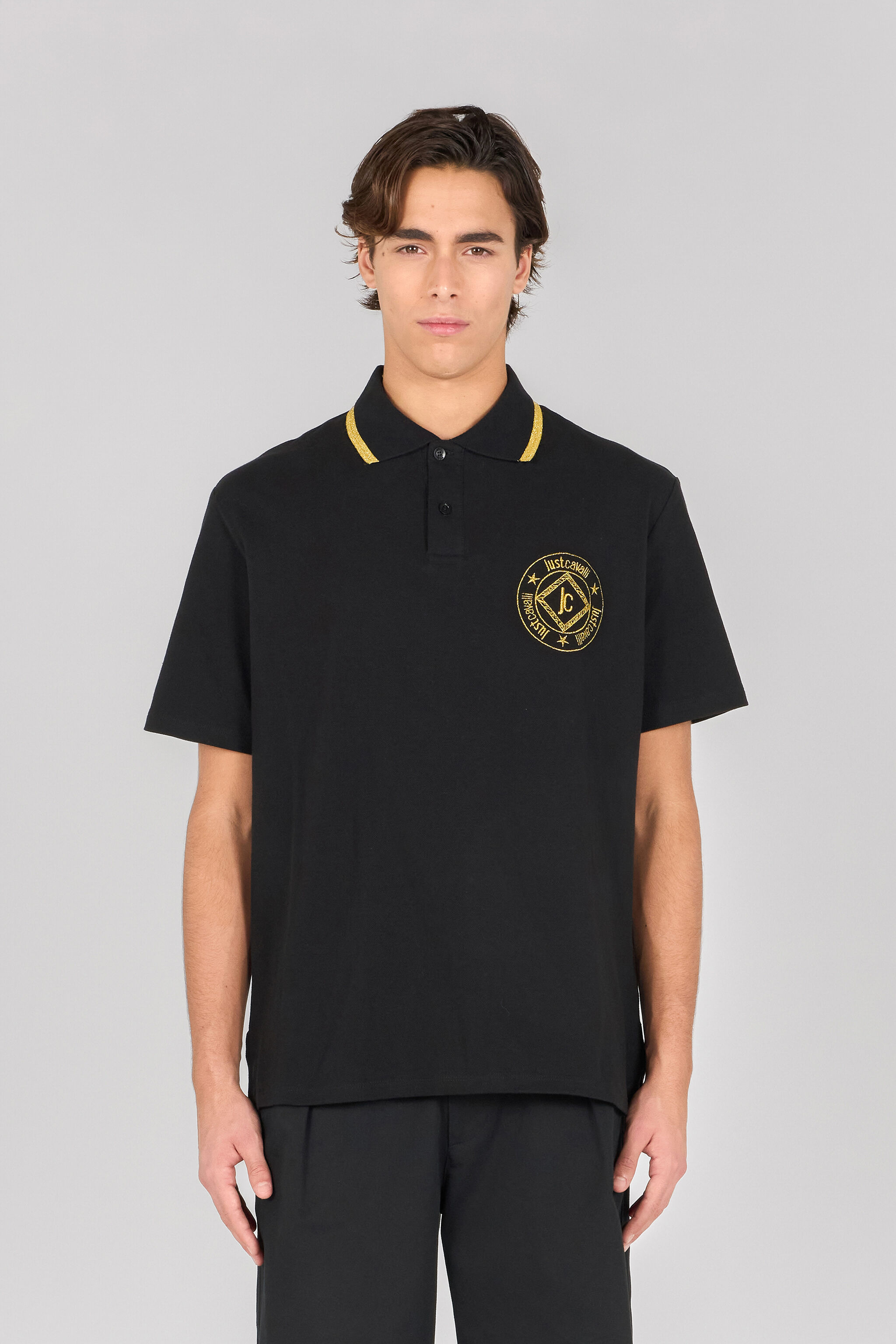 JC Black Gold Accents Polo Black RRT905-RR167