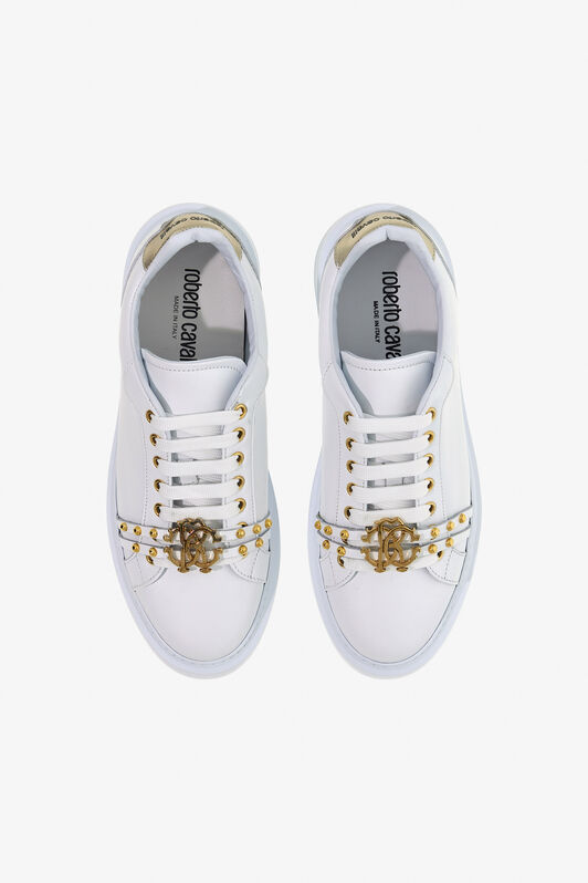 RC Studded Leather Sneakers WHITE/GOLD OOS01B-PZ085