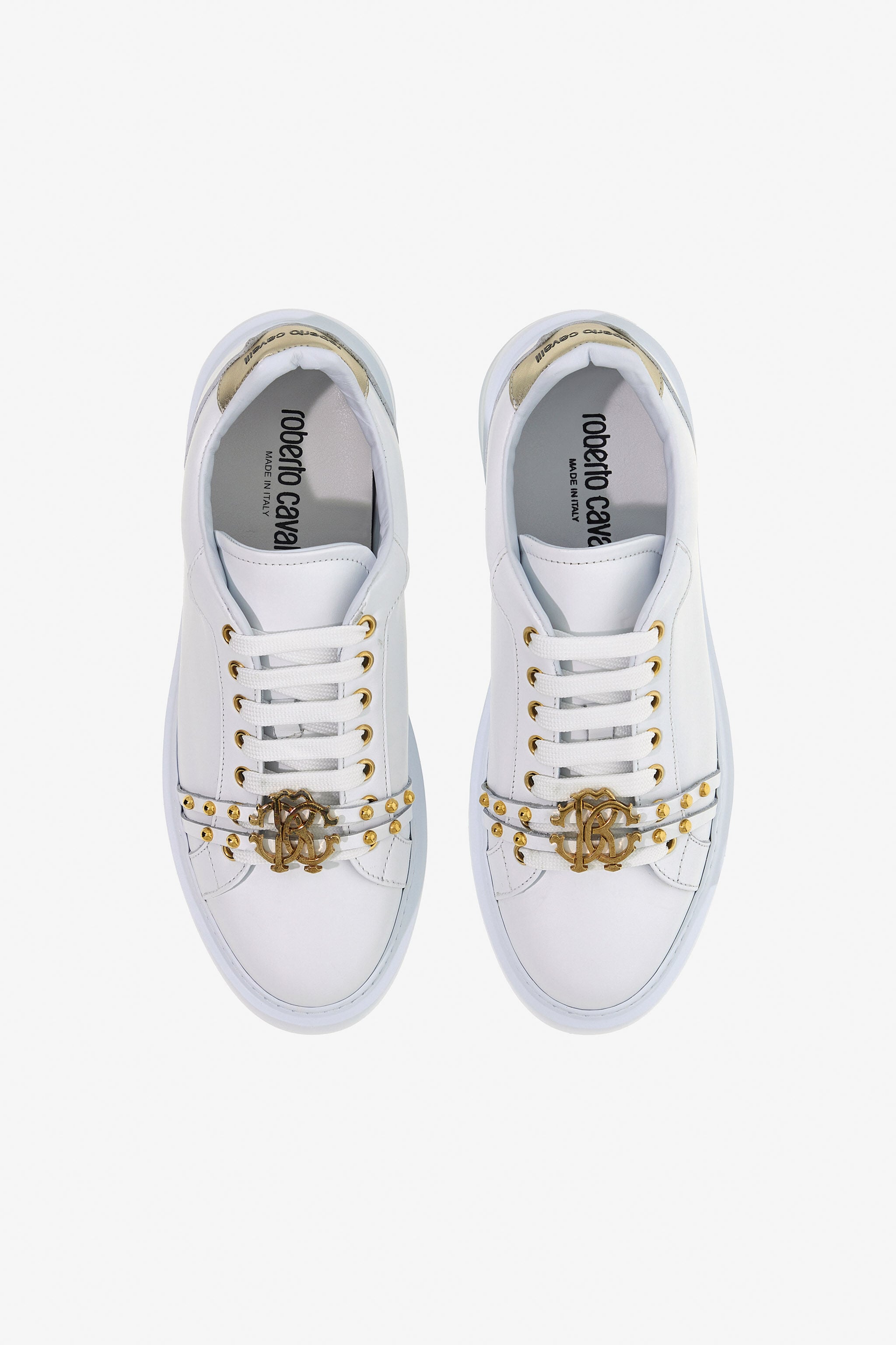 RC Studded Leather Sneakers WHITE/GOLD OOS01B-PZ085