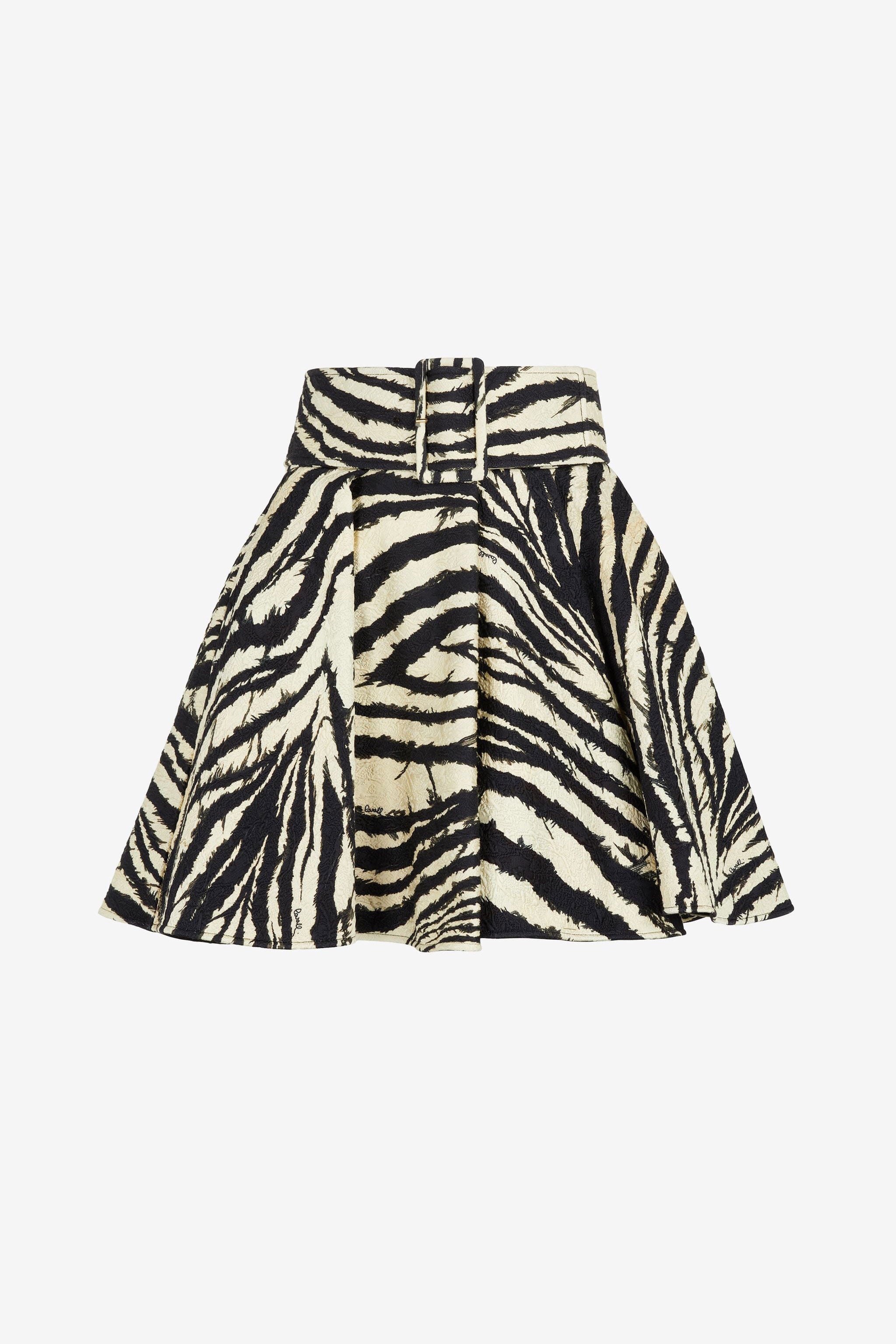 RC Freedom-Print Belted Mini Skirt Black/White OKT302-2RC80
