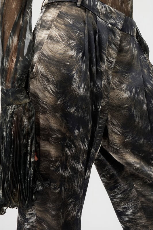 RC Pantalones de seda con estampado Fur RC Pantalones de seda con estampado Fur BLACK/BEIGE XWT202-SZT79