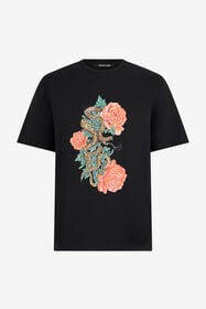 RC Black T-Shirt With Snake Floral Print BLACK XNT61A-JD060