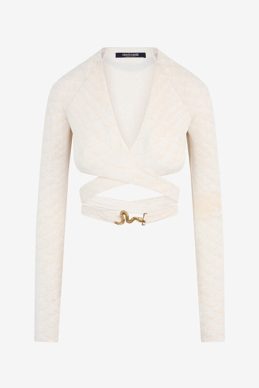 RC Top With Serpentine Print And Jewel Detail RC Top With Serpentine Print And Jewel Detail BIANCO 110602 XQT601-NLS36
