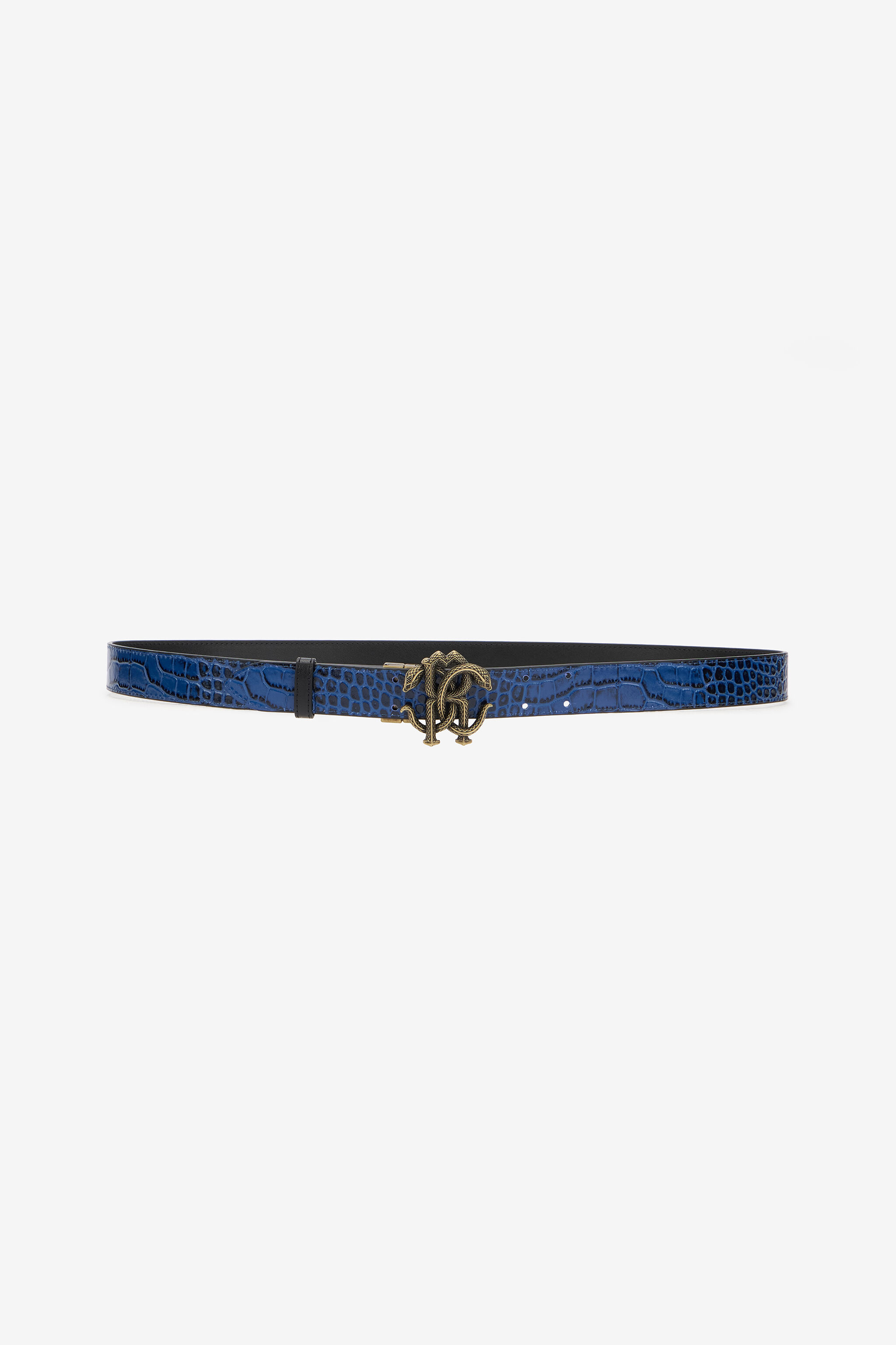 RC Blue Croc-Embossed Logo Belt With Monogram RC RC Blue Croc-Embossed Logo Belt With Monogram RC BLACK/BLUE QOC00C-PZO34