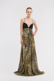 RC Long dress Jaguar Skin print Light Brown SKT118-CTG34