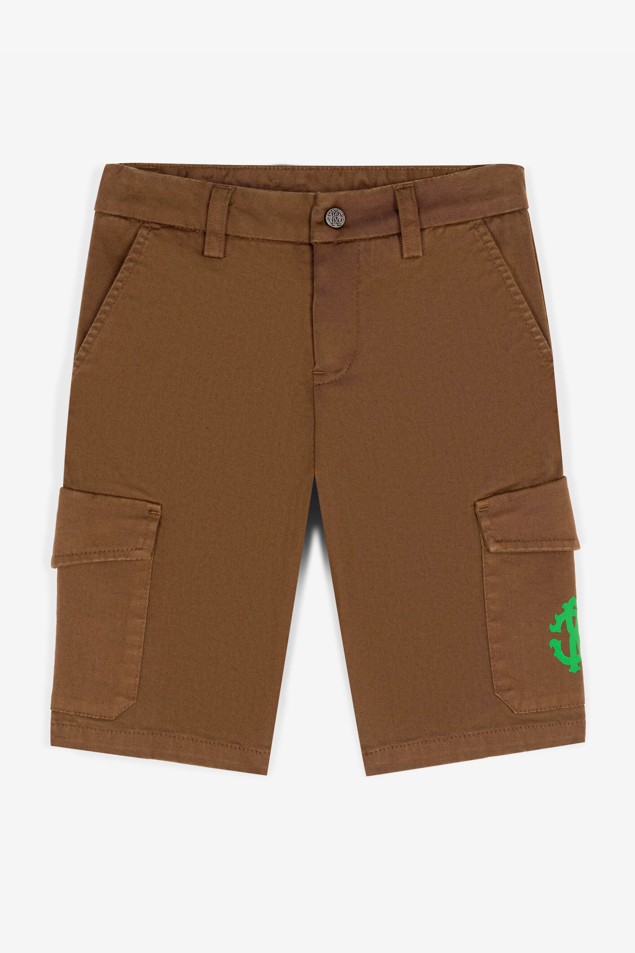 JU RC Monogram-Print Cargo Shorts JU RC Monogram-Print Cargo Shorts Brown RJT225-CE035