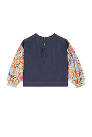 JU Flower And Tiger-Print Top Dark blue IJT901-DL003