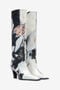 RC Kniehohe Stiefel Mit Prägung Marble RC Kniehohe Stiefel Mit Prägung Marble Schwarz/Weiß TKS011-FN079