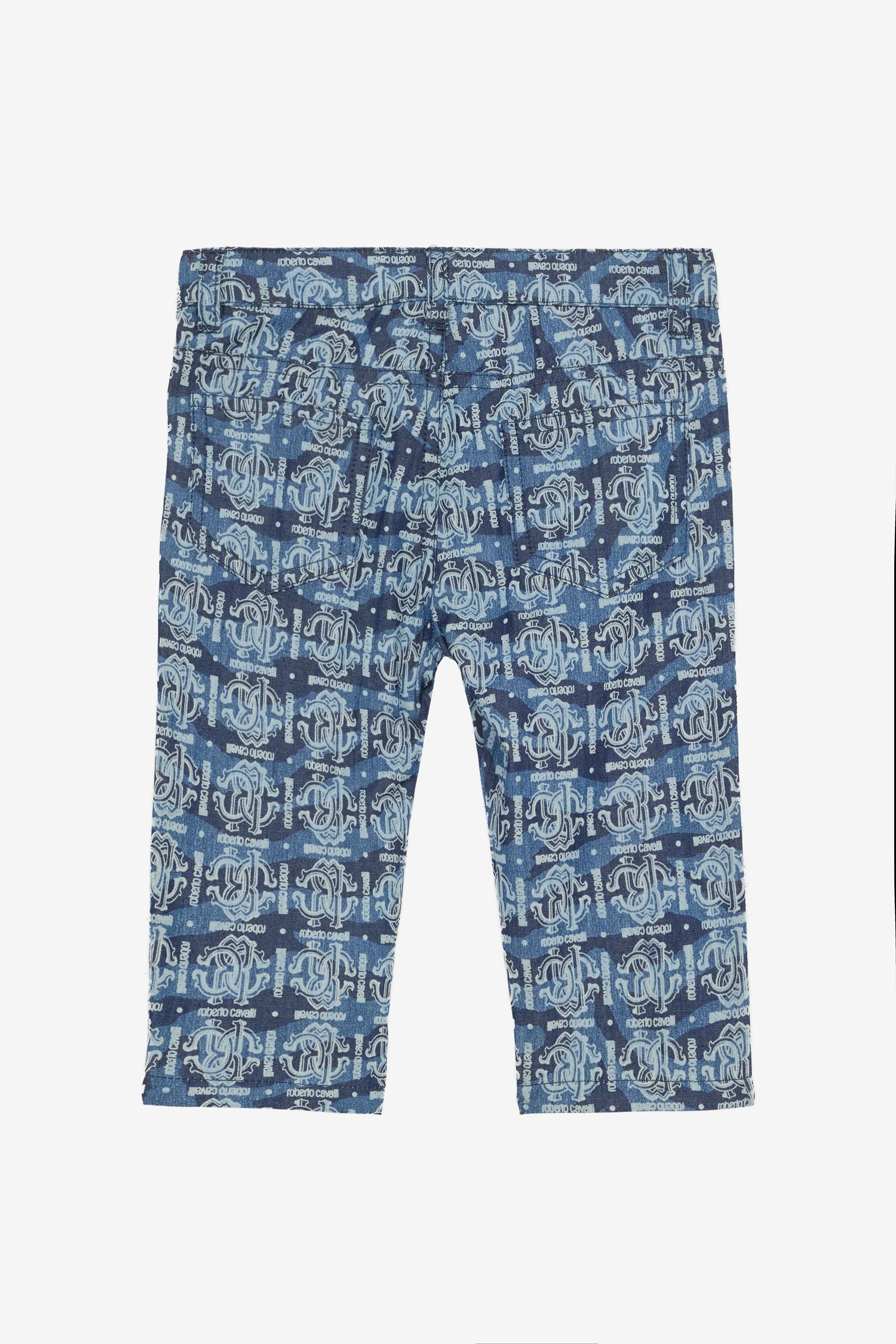 JU Tiger Skin-Print Pants With RC Monogram And Lettering Blue UJJ208-DYO44