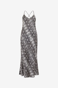 RC Python Print Silk Midi Slip Dress PYTHON DARK GREY SOT10F-SE005