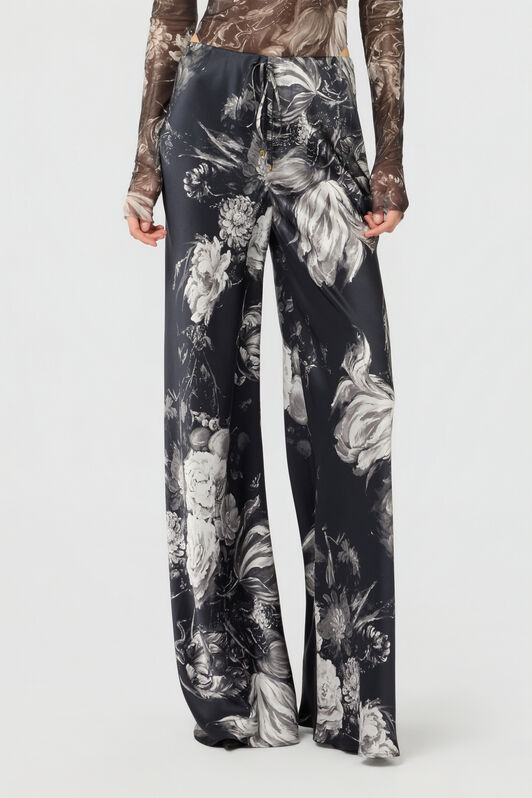 RC Silk Trousers with Fiammingo Flowers Print RC Silk Trousers with Fiammingo Flowers Print BLACK/GREY XWT201-SZT77