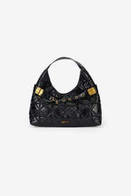 JC Black Quilted Shoulder Bag With Buckles BLACK VFB104-VF736