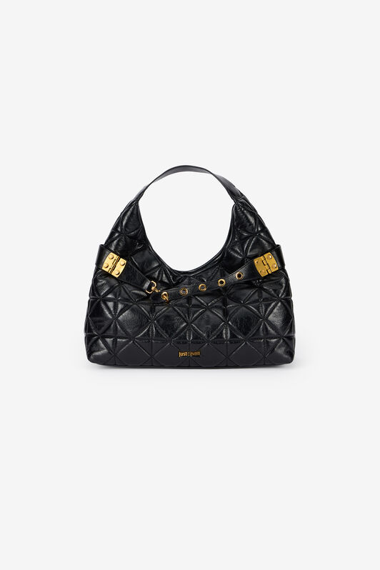 JC Black Quilted Shoulder Bag With Buckles JC Black Quilted Shoulder Bag With Buckles BLACK VFB104-VF736
