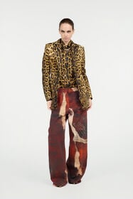 RC Silk Shirt With Jaguar Skin Print Brown VWT700-TYQ71