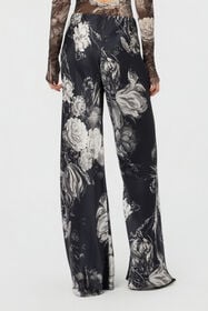 RC Pantalones de seda con estampado Fiammingo Flowers BLACK/GREY XWT201-SZT77
