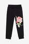 JU Jogger À Imprimé Roses Sur Une Jambe JU Jogger À Imprimé Roses Sur Une Jambe Noir UJT23A-CF050