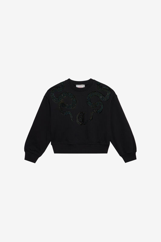 JC Sweatshirt with Rhinestone Logo JC Sweatshirt with Rhinestone Logo BLACK XFT6A0-CF004