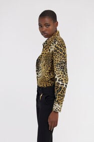RC Camicia in seta stampa Jaguar Skin Marrone chiaro SKT704-4QG34