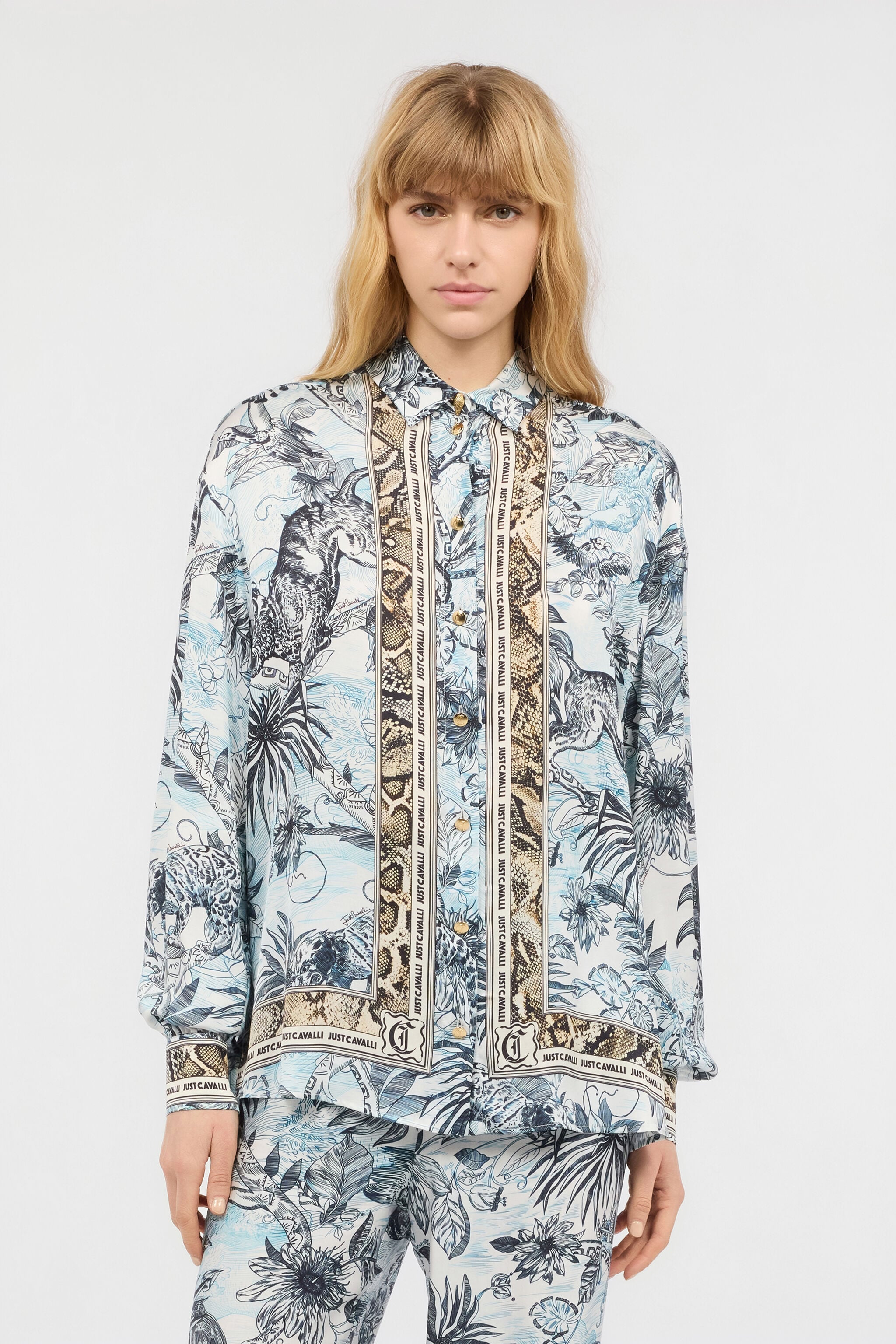 JC Shirt With Python And Jungle Print JC Shirt With Python And Jungle Print Light blue UFT143-UF209