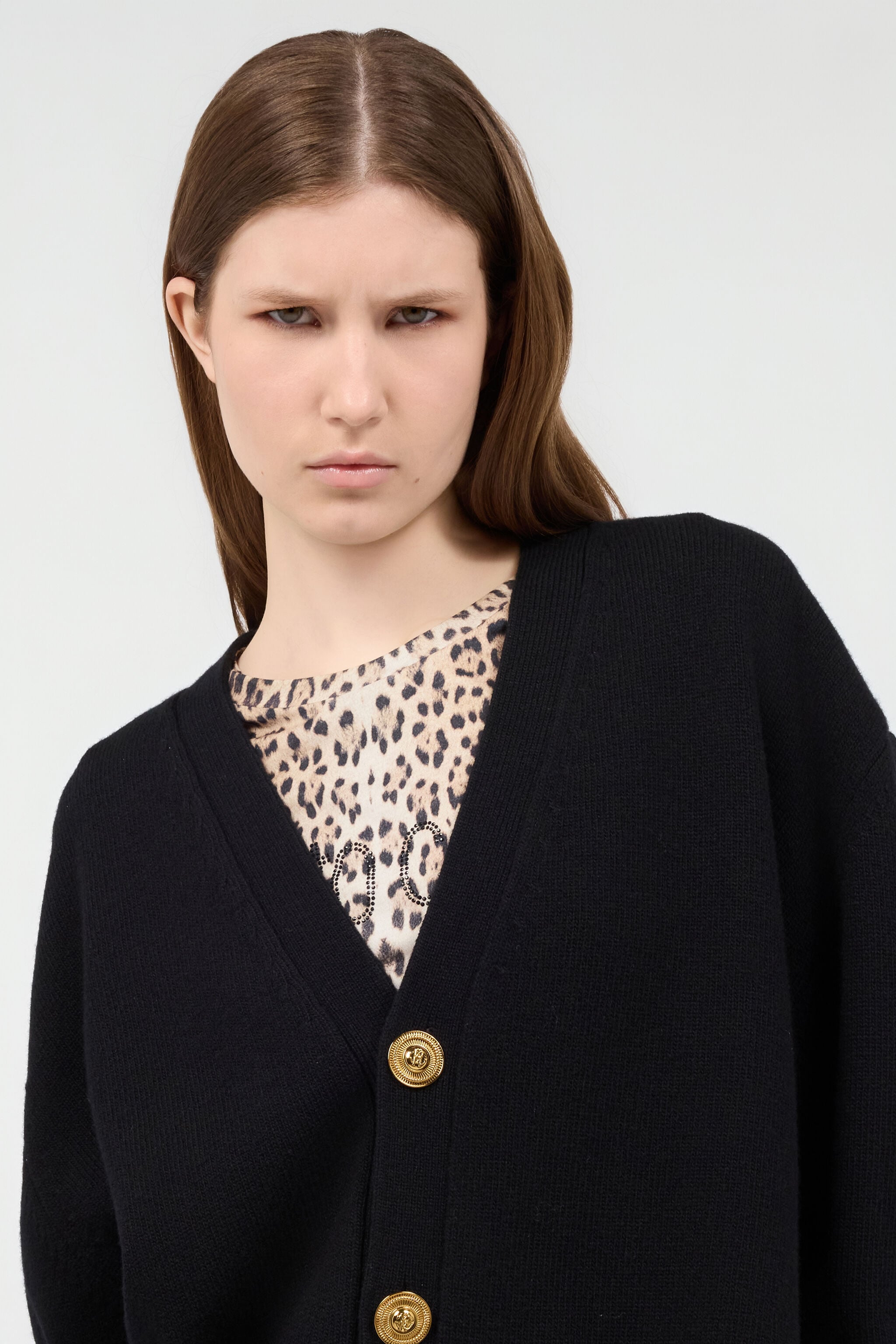 RC Cardigan with Gold Buttons RC Cardigan with Gold Buttons Black TKM906-MQ001