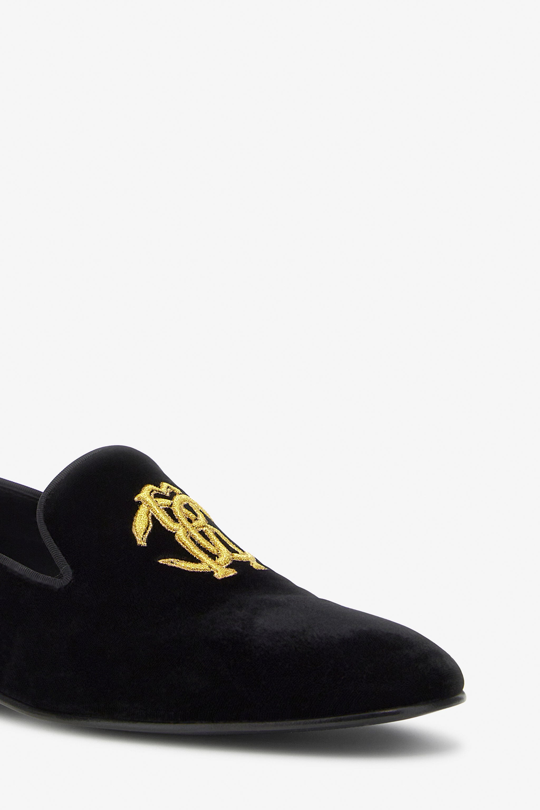 RC Velvet loafers with Monogram Mirror Snake Black/Gold SRS003-VL005
