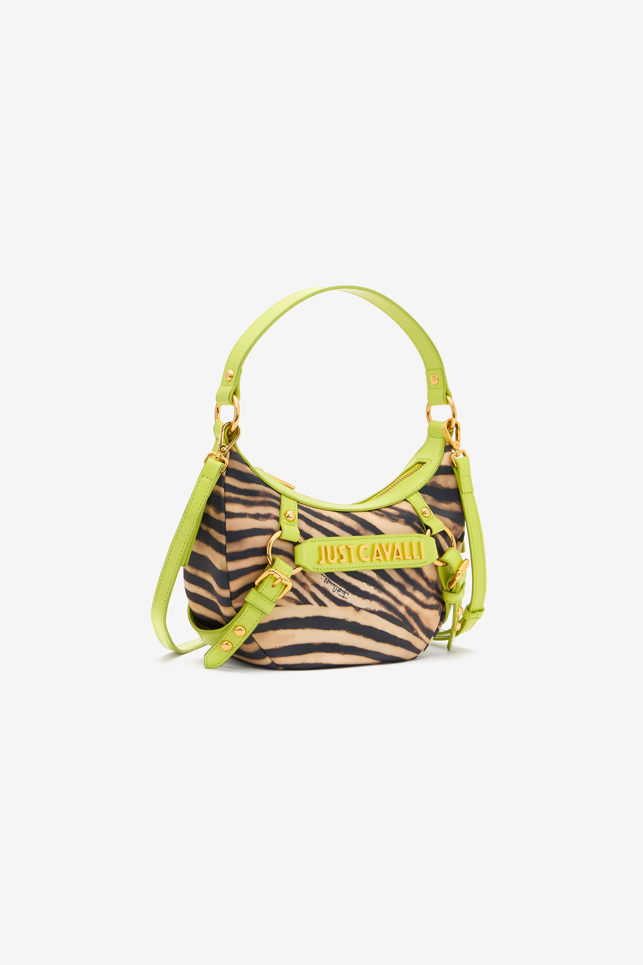 JC Hobo Bag With Tiger Skin Print And Logo JC Hobo Bag With Tiger Skin Print And Logo Light green UFB094-UF463
