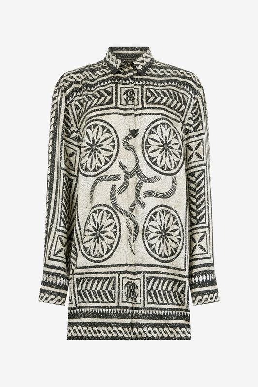 RC Camicia In Seta Con Stampa Mosaico Nero/Bianco VWT160-4QQ73