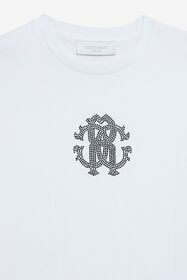 JU Embroidered cotton T-shirt OPTICAL WHITE VJT10G-JD001