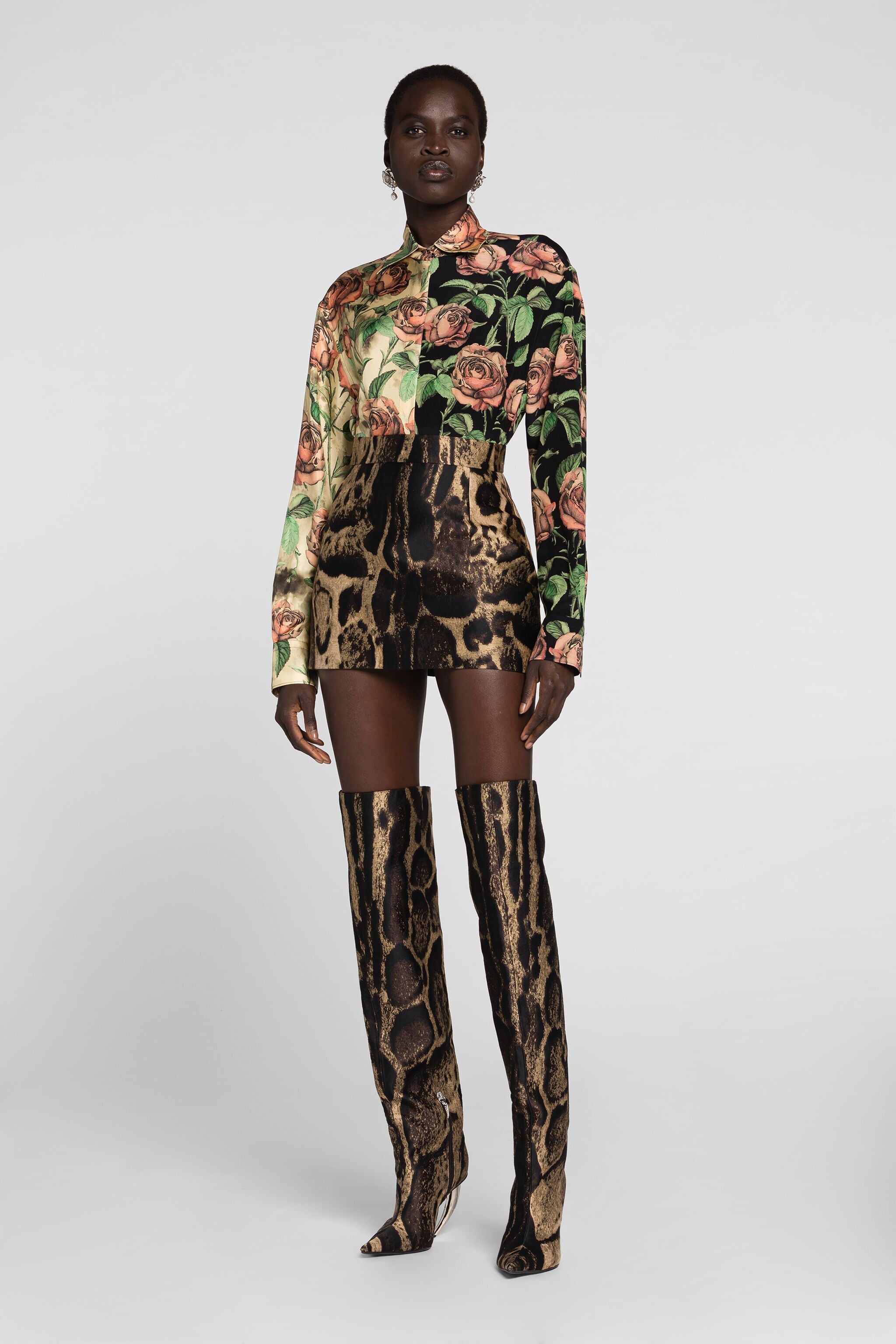 RC Rose-Print Silk Shirt AVORIO/ROSA ANT. PWT704-4QF35
