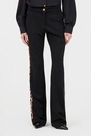 RC Black Flare Trousers Leopard Side Panels BLACK TOT20A-FT223