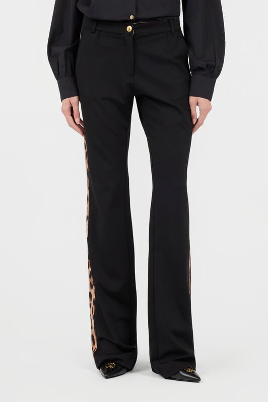 RC Black Flare Trousers Leopard Side Panels BLACK TOT20A-FT223