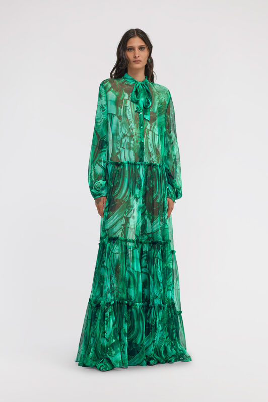 RC Malachite Print Maxi Dress RC Malachite Print Maxi Dress Green TKT146-CKN06