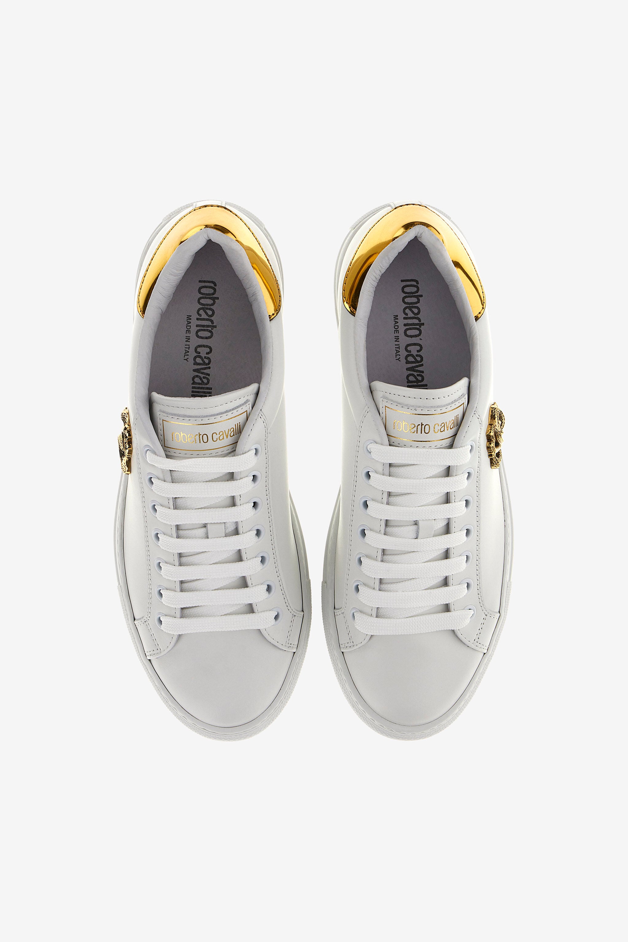 RC Logo-plaque leather sneakers RC Logo-plaque leather sneakers White/Gold RKS038-PZB23