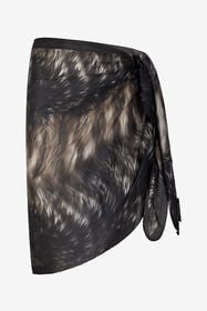 RC Scarf With Silver Fur Print BLACK/BEIGE XWI001-HZT79