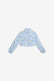 JU Camicia in Cotone Stampa Plumago WHITE/BLUE WJT70C-7MR13
