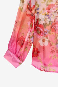 JU Miami Flowers Print Silk Blend Shirt GREEN/FUXIA WJT70S-CTR64