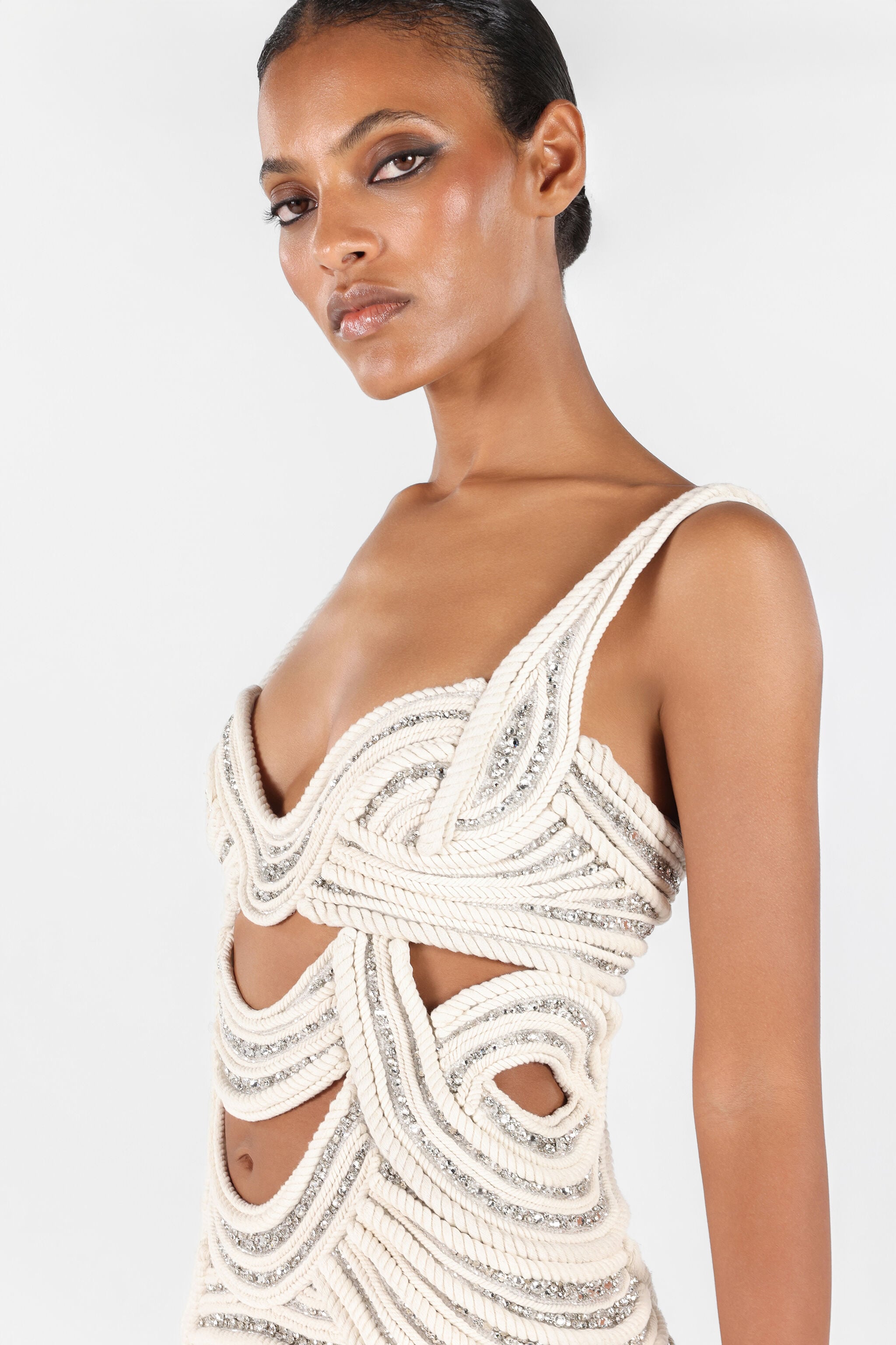 RC Wall Print Short Dress Ivory UWR111-OG025