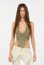 RC Black and Gold Ribbed Bodysuit with Snakes GOLD/BLACK WWM606-MO045