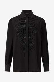 RC Camisa de seda con bordado de cebra Negro UKR709-SY001