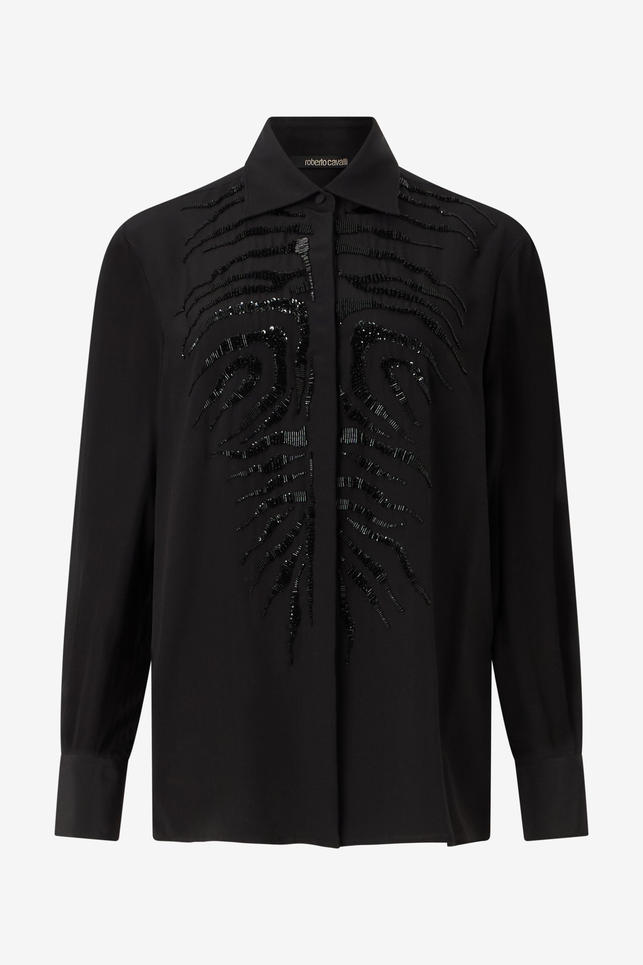 RC Camisa de seda con bordado de cebra RC Camisa de seda con bordado de cebra Negro UKR709-SY001