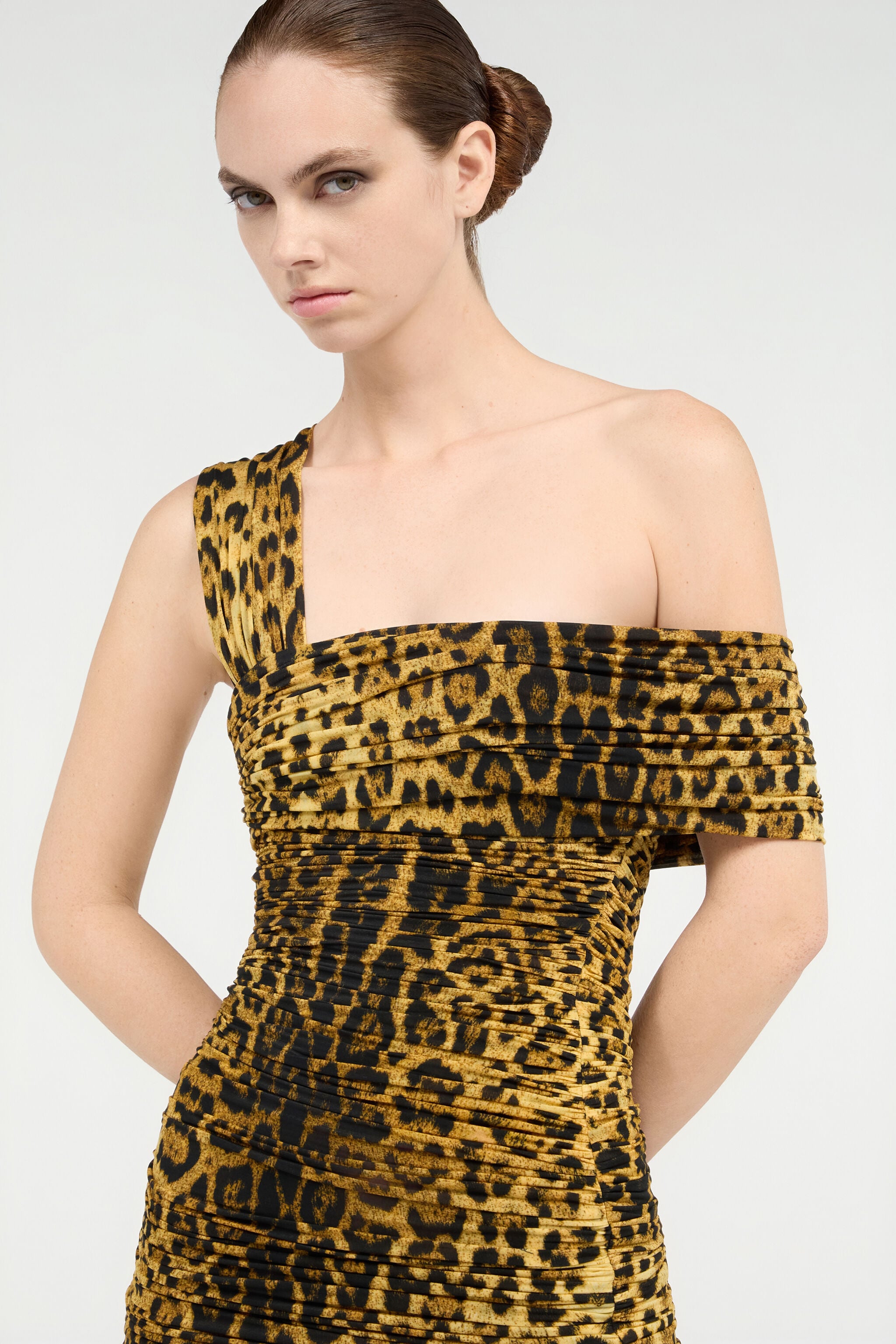 RC Midi Dress With Jaguar Skin Print RC Midi Dress With Jaguar Skin Print Brown VWT123-NCQ71
