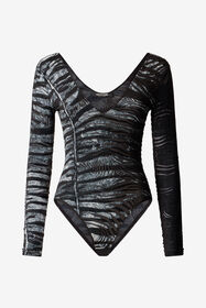 RC Bodysuit With Zebra And Tiger Skin Design Black/White UKT609-CPN50